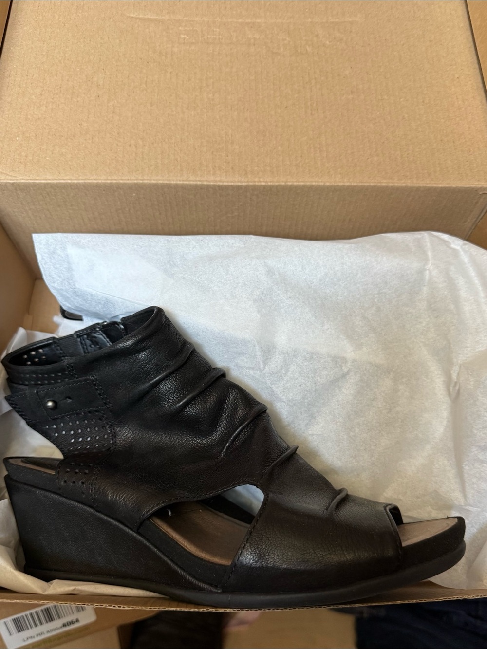 Earth Black Cutout Leather Ankle Bootie - Picture 5 of 7